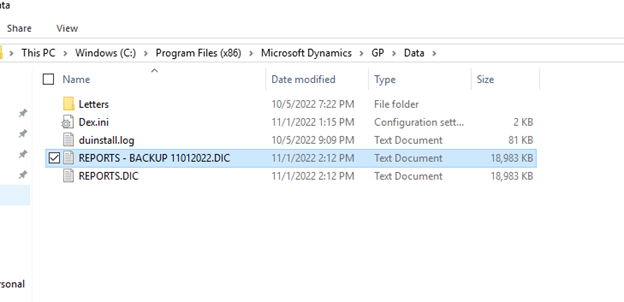 Import Report into Dynamics GP Reports.dic 2