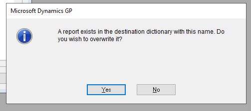 Import Report into Dynamics GP Reports.dic 8
