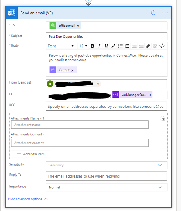 ConnectWise Power Automate Overdue Opportunities 18