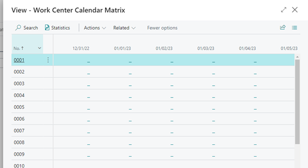 Update Work Center Calendar Business Central 3