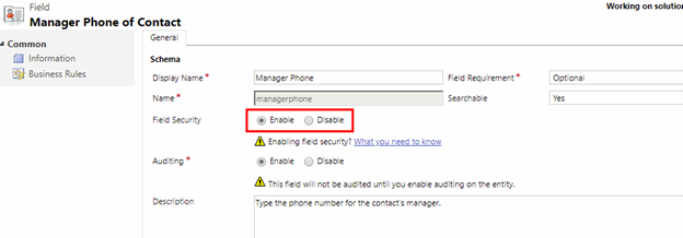 Form and Field Security Dynamics 365 3