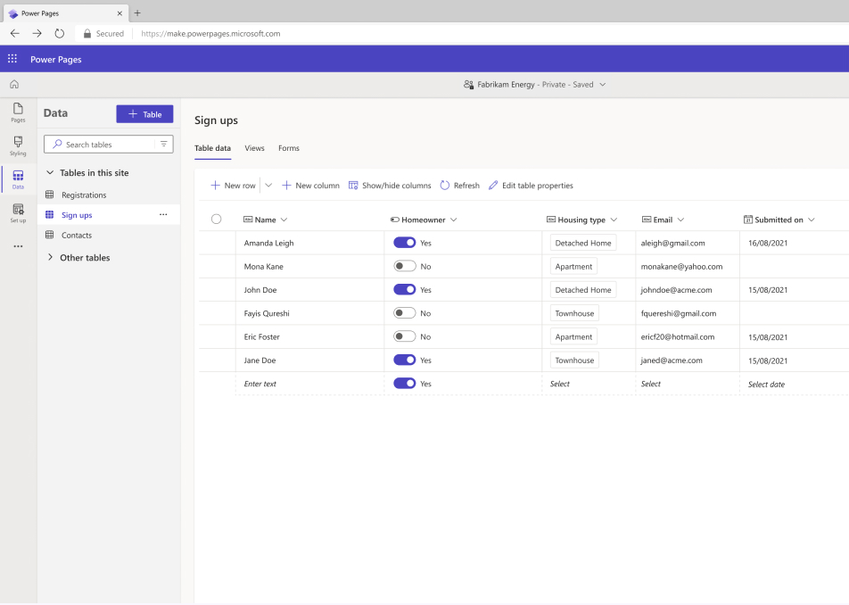 Power Pages Data