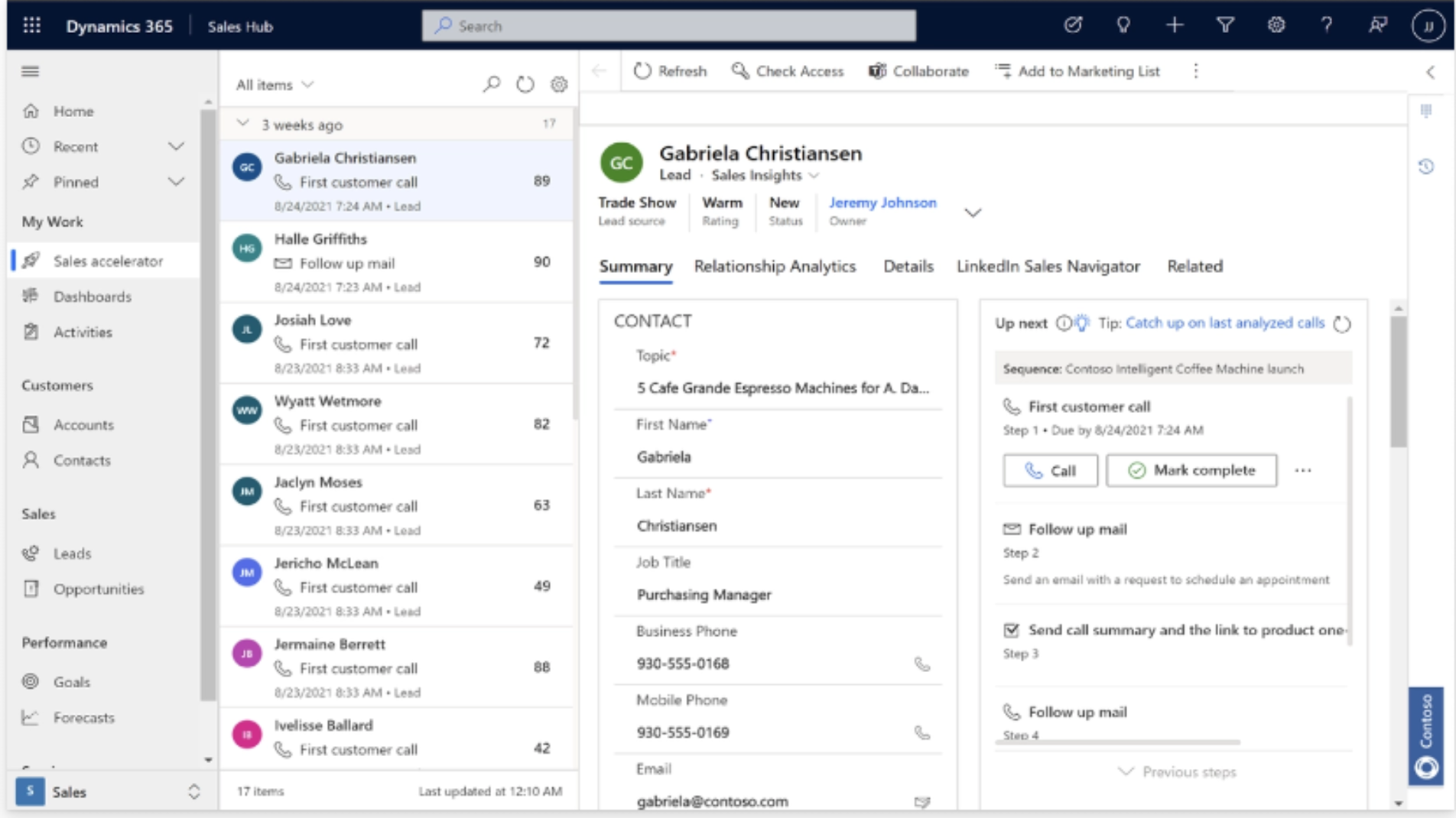 Dynamics 365 Sales Worklist