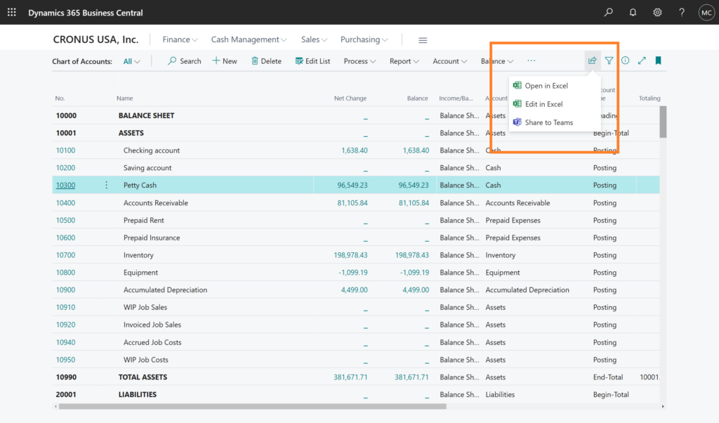 BusinessCentral-Excel